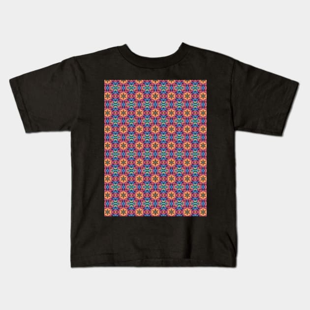 Kaleidoscope Textile Pattern Kids T-Shirt by Amanda1775